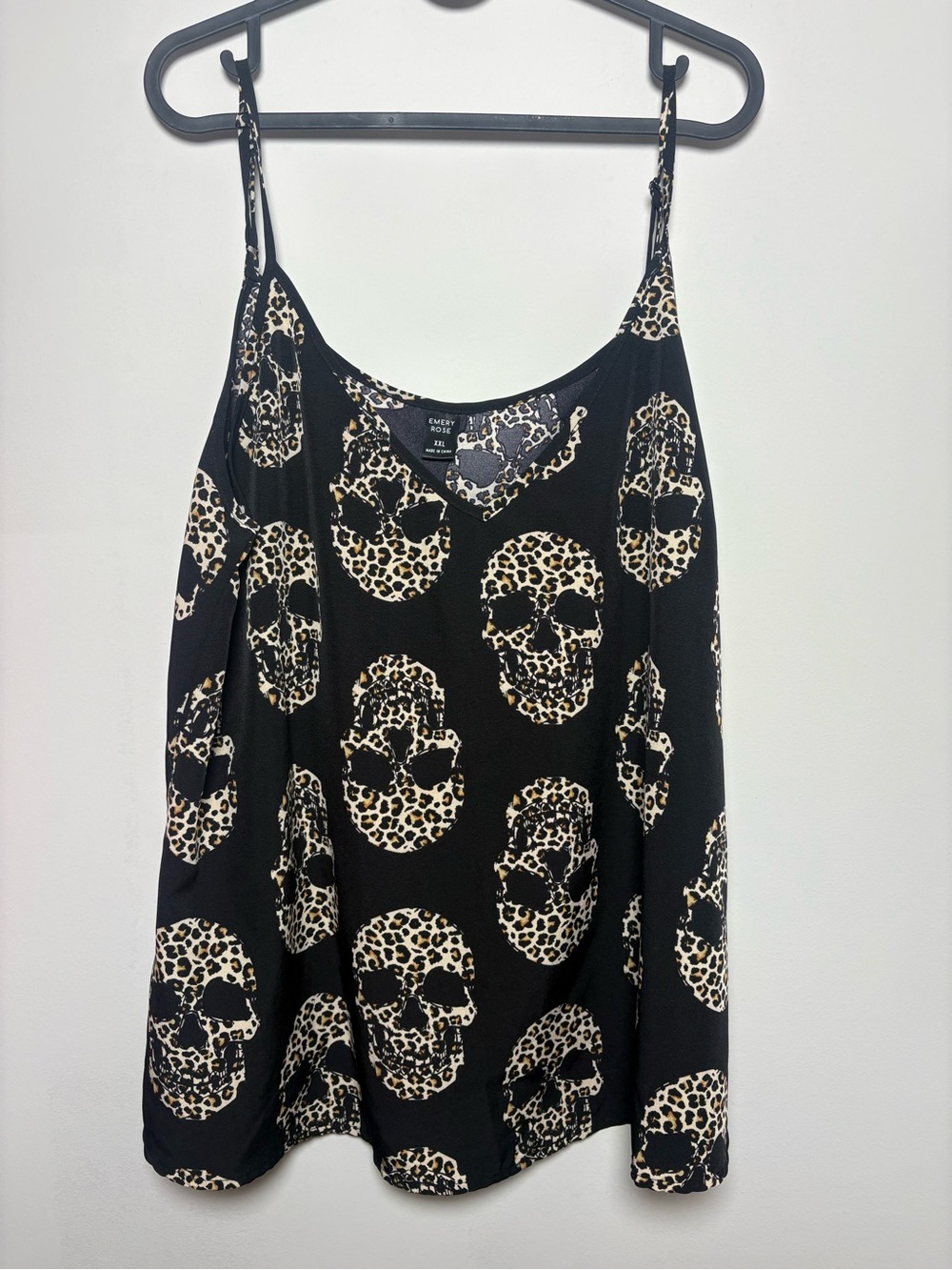emory park Black Cami with Leopard Skull Print